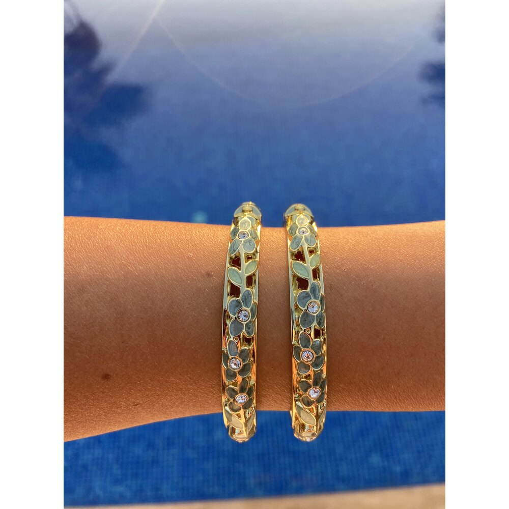 Yeşil Çiçekli Kelepçe Bileklik