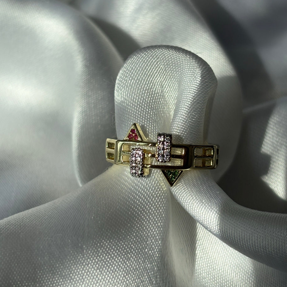 Geometrik renkli yüzük