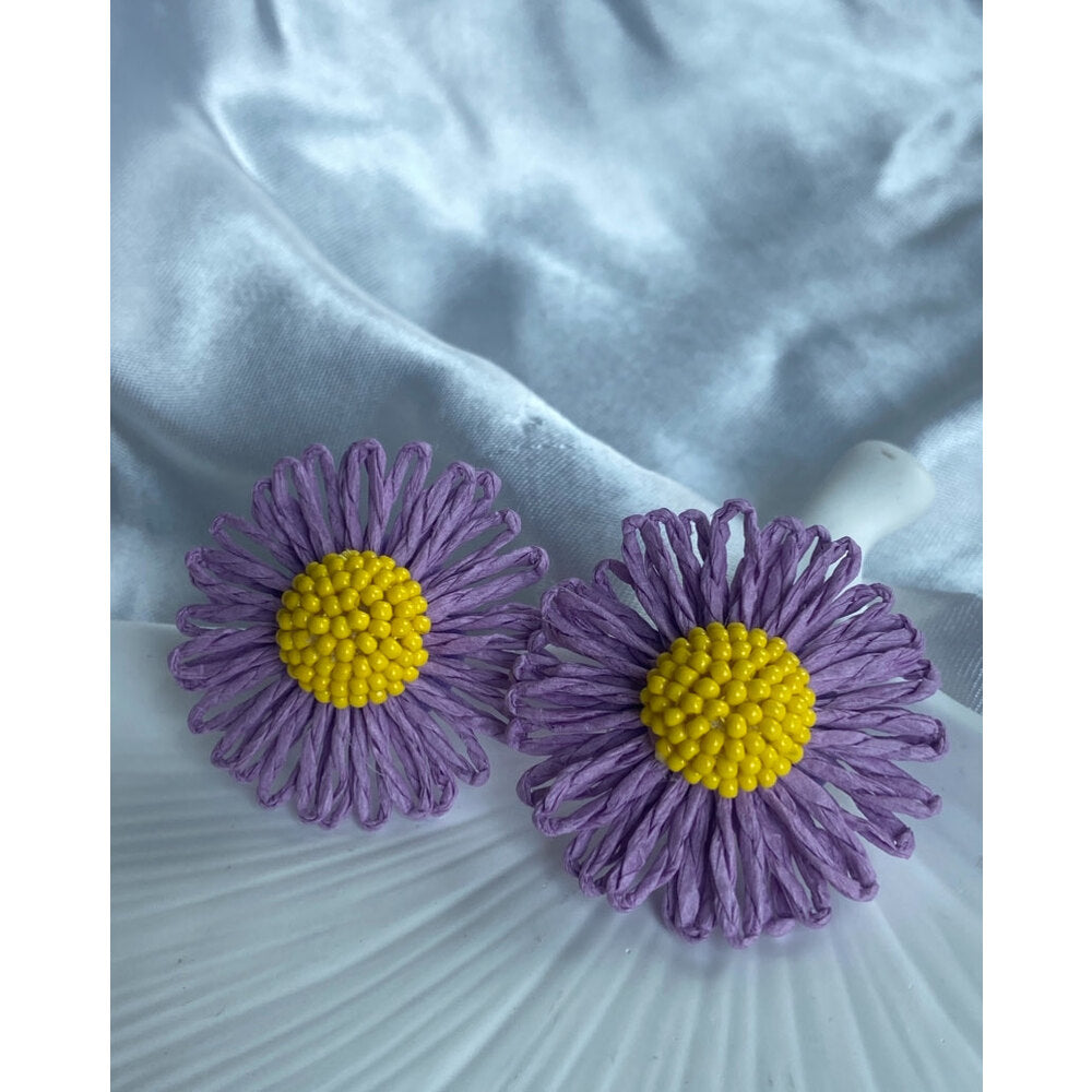 Hasır Çiçek Küpeler