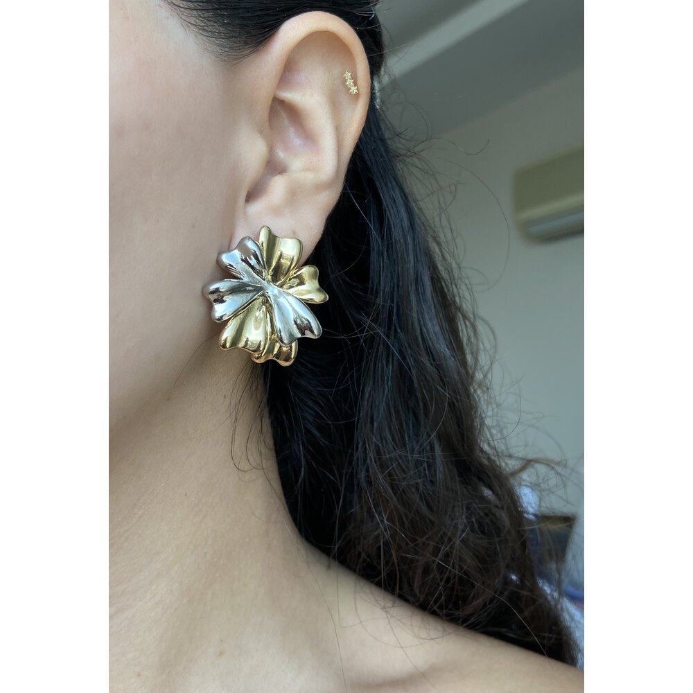 İki Renkli Çiçek Küpe